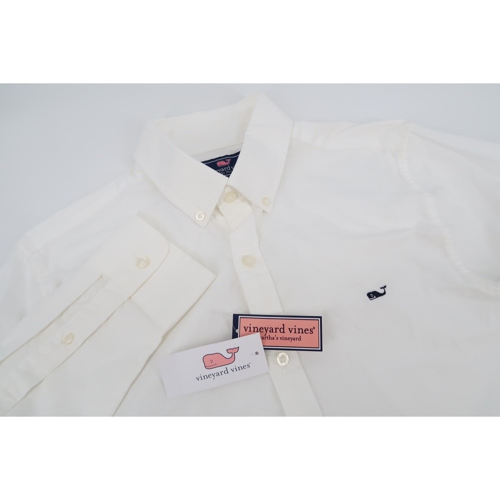 Vineyard Vines Button Down Shirt Mens Small Slim White Oxford Whale Shirt NEW